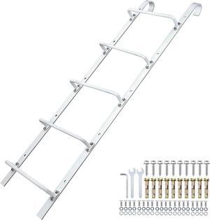 5-Rung Window Well Ladder Hooked, Heavy Duty Steel Fire Escape Ladder, Powder-Coated Basement Egress Window Ladder Wall Mounted Ladder 56.2" Lx17.9 W, White