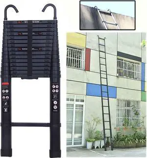 6.2m (20.3FT) Telescopic Ladder Foldable Aluminum Telescoping Extension Ladder with Detachable Hook, Safe & Compact 330lb Load Capacity EN131 Certificate for Home Office Outdoor