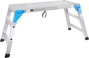 Work Platform Height Adjustable, Portable Step Stool Ladder, Folding Aluminum Step Ladder, Type 1A, Heavy Duty 330 Lbs Rated, for Washing Vehicles, Cleaning Windows, DIY, Maintenance Work