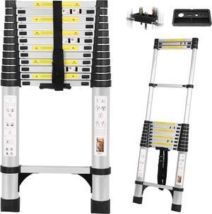 16.5FT Telescoping Ladder with Tool Tray, Extension Ladder Aluminum Folding Ladder Collapsible Ladder, Telescopic Ladders Foldable Extendable Ladder for Home Homeuse RV Attic Roof
