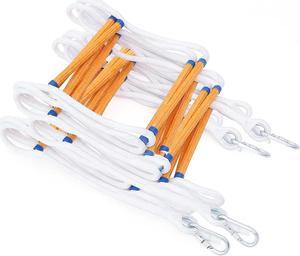 Emergency Fire Escape Ladder 15M Flame Resistant Safety Extension Rope Ladder with 2 Hooks, 3-7 Story Homes Reusable Compact & Portable External Ladder (15M / 49.2FT)