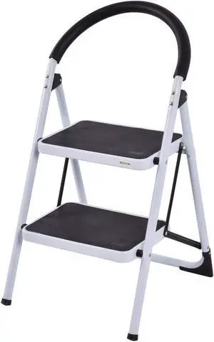 COSTWAY 2 Step Ladder, Folding Step Stool w/Wide Anti-Slip Pedal & Cushioned Handle, Multiuse Lightweight Portable Stepladder 330 lbs Capacity, Stool Ladder for Home Kitchen Office
