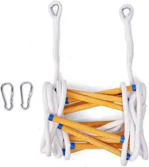 Fire Escape Ladder 2 Story 16FT Emergency Rope Ladders with Carabiners Reusable Fire Ladder Withstand Weight up to 2000 pounds