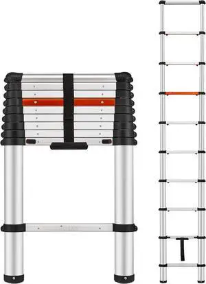 Telescoping Ladder, ICARRY 9.8 FT Aluminum Lightweight Extension Folding Telescopic Ladder Giant Soft Close Design Multi-Purpose Ladder, Heavy Duty 250lbs Capacity for RV or Outdoor Work