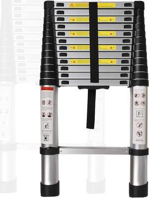Aluminum Telescopic Extension Ladder Collapsible Ladder, One-Button Retraction Extension Ladder,Multi-Use, 330 lbs Capacity,14.5FT / 4.4M