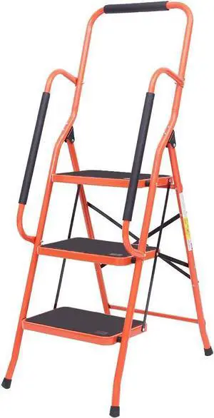 LUISLADDERS 3 Step Ladder Safety Tool Ladder Folding Anti-Slip Step Stool Ladder Padded Side Handrails with Large Area Pedals for Kitchen Home and Office 330lbs (3 Step)