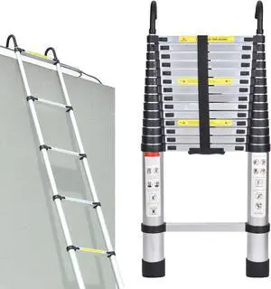 Aluminum Telescoping Ladder 14.5ft Folding Ladder 15 Steps Multi-Purpose Extension Telescopic Ladder 330LB Load Capacity Heavy Duty Portable Ladder Loft Ladder for Home DIY Office