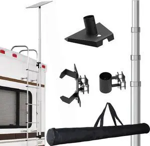 Starlink Gen 3 RV Ladder Mounting KitsTelescopic 11ft Pole with Starlink (GEN 3 / V3) Adapter and RV Ladder Mounting Bracket Kit - Fits 0.5 to 1.2 inch Ladder Rails