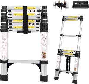 8.5FT Telescoping Ladder with Tool Tray, Extension Ladder Aluminum Folding Ladder Collapsible Ladder, Telescopic Ladders Foldable Extendable Ladder for Home Homeuse RV Attic Roof