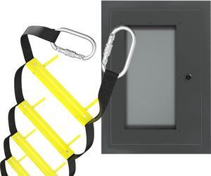 Wall Mounted Fire Escape Ladder 2 Story 13ft - Fire Ladder for Homes Include Aluminum Box, Snap Hooks and 2 Mounting Anchors Set - 2-Story Emergency Ladder