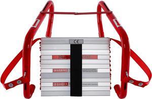 Retractable Fire Escape Ladder 2 Story Homes, 15 Foot with Wide Aluminum Steps for Adults Emergency Window Exit