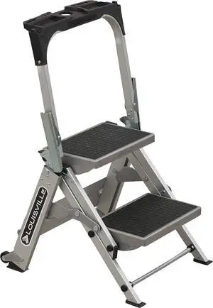 Louisville ladder Foot Step Stool, 300-Pound Capacity L-2011-02 Stocking stepstool, 2-feet, Silver