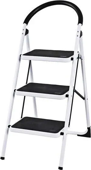 Giantex 3 Step Ladder Folding Step Stool Platform Home Kitchen Tool Multiuse Stepladder w/Sturdy Frame Rubber Hand Grip Anti-Slip Pedal Lightweight Portable Ladder 330Lbs Capacity