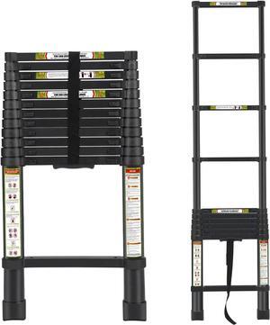Telescopic Ladder, 16.5FT RIKADE Aluminum Telescoping Ladder with Non-Slip Feet and Stable Hook, Portable Extension Ladder for Household and Outdoor
