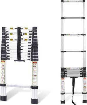 Telescopic Ladder, 16.5FT RIKADE Aluminum Telescoping Ladder with Non-Slip Feet, Portable Extension Ladder for Household and Outdoor Working, 330lb Capacity