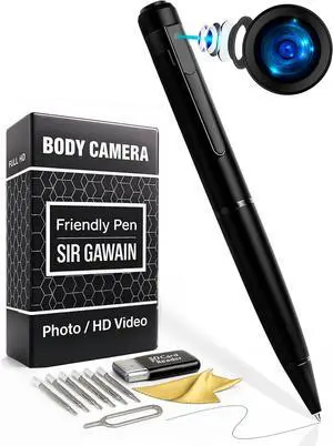 Premium Body Camera Pen - Full HD Video and Photo, Long Battery Life, Motion Detection, Easy to Use 1080p Body Cam