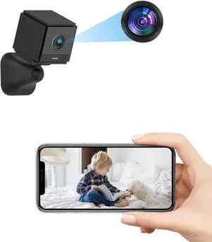 Smhawk Small Indoor Camera, 2K FHD WiFi Camera, Mini Home Security Camera, Cloud & SD Storage Security Camera, Motion Detection Alarm Device, Auto Night Vision, Upgraded Stable Stand;Black