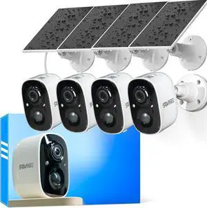 SOVMIKU 4CG6 Best 2K Solar Security Camera Wireless Outdoor, Battery Powered Camera, Easy to Setup, Motion Detection, Two Way Audio, Audible Flashlight Alarm,2.4GHz Wi-Fi, Color Night Vision, SD Slot