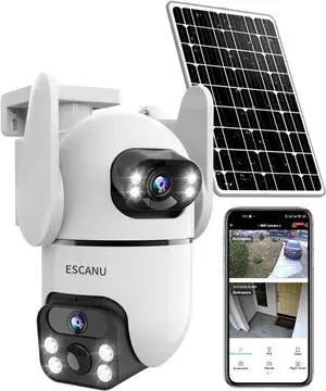 Dual Lens Security Cameras Wireless Outdoor for Home Security,WiFi,2-Way Audio,Night Vision,Motion Detection,No mothly fee Cameras,IP65 Water Proof