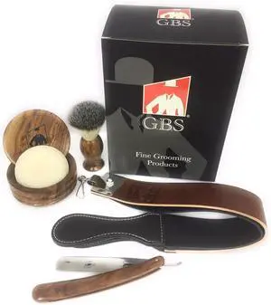 G.B.S Men Professional Shaving Kit Box- Rust Free Stainless Shaving Razor with Wooden Handle, Wooden Soap Bowl, Shaving Brush, Leather Strop, - A Full Package for Mens Shaving G.B.S Men Professional Shaving Kit Box- Rust Free Stainless Shaving Razor with Wooden Handle, Wooden Soap Bowl, Shaving Brush, Leather Strop, - A Full Package for Mens Shaving