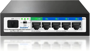 Goalake 6-Port Gigabit PoE+ Switch, 4 PoE Ports 52W, 1 Uplink + 1 SFP Slot, Easy Smart Managed via Web/App, Fanless Metal, Plug & Play, VLAN, QOS, Overload Protection, for Home Office Goalake 6-Port Gigabit PoE+ Switch, 4 PoE Ports 52W, 1 Uplink + 1 SFP Slot, Easy Smart Managed via Web/App, Fanless Metal, Plug & Play, VLAN, QOS, Overload Protection, for Home Office