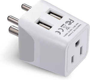 Ceptics India, Nepal, Bangladesh Travel Adapter Plug with USB-A + USB-C - Type D - Usa Input - Ultra Compact - Safe Grounded Perfect for Cell Phones, Laptops, Camera (CTU-10) Ceptics India, Nepal, Bangladesh Travel Adapter Plug with USB-A + USB-C - Type D - Usa Input - Ultra Compact - Safe Grounded Perfect for Cell Phones, Laptops, Camera (CTU-10)
