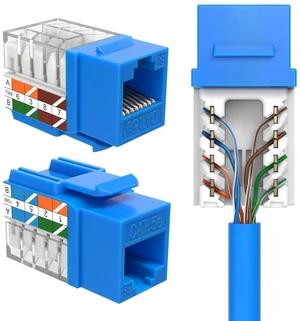 Cat5e Keystone Ethernet Wall Jack Punch Down UTP 45-Degree (Easier Termination Than 90-Degree), RJ45 Slim Profile Speed Termination 45° Angled Blue (30 Pack) Cat5e Keystone Ethernet Wall Jack Punch Down UTP 45-Degree (Easier Termination Than 90-Degree), RJ45 Slim Profile Speed Termination 45° Angled Blue (30 Pack)