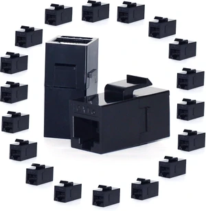 20 Pack RJ45 Cat6 Keystone Coupler, Black 20 Pack RJ45 Cat6 Keystone Coupler, Black