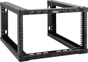 6U Wall Mount Rack, Wall Mount Network Rack 15.8in Depth, Open Frame Server Rack for 19in IT/AV/Data/Home Equipment, Black
