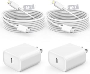 Fast Charger iPhoneApple MFi Certified 2Pack USB C Wall Charger Fast iPhone Charger 6FT Type-C USB C to Lightning Cables for iPhone 14/13/12/11 Pro Max,Mini,8, iPad/AirPods