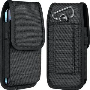 ykooe Cell Phone Pouch Nylon Belt Holster Case Compatible with Galaxy S25/S24/S23/S22 Ultra A16 A15 A14 A13, Moto G Stylus/Power/Play, Pixel 8/7 Pro, TCL OnePlus T-Mobile, Black - XXL