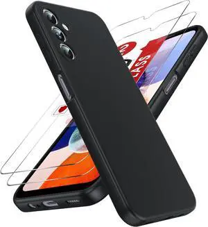 LeYi for Samsung Galaxy A14 5G Phone Case: Samsung Galaxy A14 5G Case with 2 PCS Tempered Glass Screen Protector, Slim & Anti-Scratch, Liquid Silicone Shockproof Cover for Samsung A14 5G Case (Black)