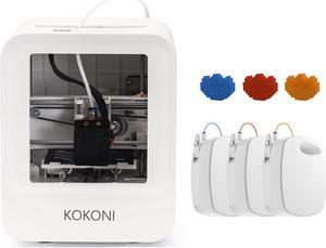 KOKONI-EC1 3D Printer and 3 Pack Extra Filament (Red, Blue, Orange) Portable Easy-to-Use Wireless App Control
