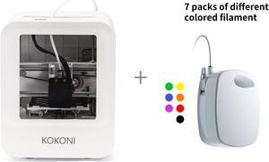KOKONI-EC1 3D Printer and 7 Pack Extra Colored Filament Portable Easy-to-Use Wireless App Control