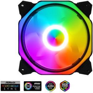 Case FAN MF12025 Addressable RGB Lighting 120mm 3 Pack Independently-Controlled LEDS, Absorbing Rubber Pads, PWM Static Pressure for Computer Case & Liquid Radiator