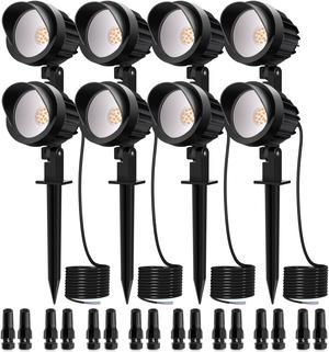 MEIKEE 8 Pack Garden Spotlights LED Landscape Lights 7W Landscape Spotlights 12V-24V 800LM Outdoor Pathway Spotlights Waterproof Yard Christmas Decoration with Connectors Warm White
