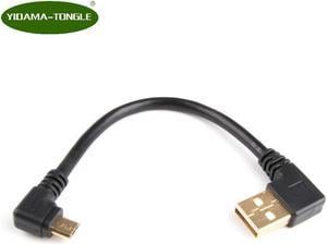 gold plated plug short 90 degree Left angle USB A male to Micro USB Male Right angle charger data power cable for android Phone