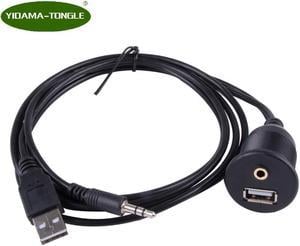 Car Dashboard Moto Flush Mount Panel USB 2.0 3.5mm M/F AUX Lead Extension Cable Car Styling Dashboard for Motocycle Car