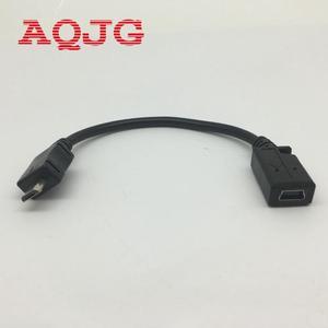 USB 2.0 Mini B 5-Pin Female to Micro Male Adapter cable About 15cm Black V3 to V8 adapter  Data cable 10cm AQJG