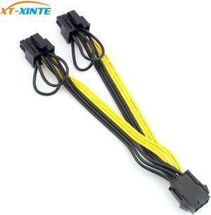 PCI-E 6pin Female to Dual 8pin(6+2) Y-Splitter Cable Graphics Video Card Power Supply Adapter Cables UL 18AWG Line 15cm