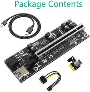 Version 009S Plus PCIE Riser 1x to 16x Graphic Extension Card with 6P to SATA Cable PCI-E 1x 4x 8x 16x Riser Adapter Card