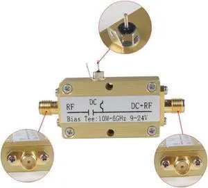 10MHz-6GHz Bias Tee RF Broadband Radio Frequency DC Blocker 9-24V Coaxial -Feed Bias SMA For RF Broadband Amplifier Module 10MHz-6GHz Bias Tee RF Broadband Radio Frequency DC Blocker 9-24V Coaxial -Feed Bias SMA For RF Broadband Amplifier Module