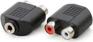 1PC Audio Stereo For Speaker Power Amplifier Plated 3.5mm Audio Stereo Jack Female To 2 RCA Female Audio Jack Connector Adapter