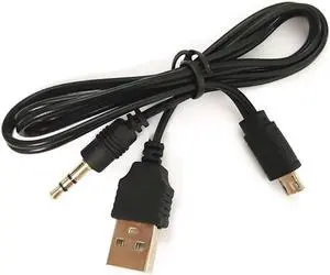 2 In 1 USB Male Mini USB 5 Pin+3.5MM AUX Cable, AUX And Charger 2 In 1 Cable For Portable Speaker