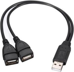 2Pcs USB 2.0 A Male to 2 Female Y Splitter Power Cord Adapter Extension Cables