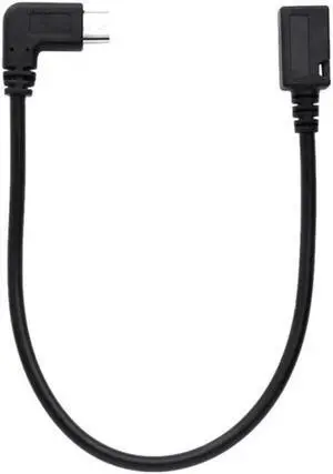25cm USB 3.1 Type C Male Left Right Angle to Micro USB 5-Pin Female Sync Cable
