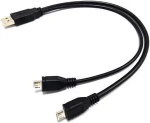 2 in 1 USB Male to 2 Micro Y Splitter Data Transfer Charging Cable USB2.0 for for Android Smartphones Tablet Dual Micro USB