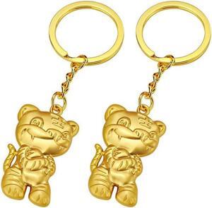 2Pcs Cute Backpack Pendant Toy Fine Workmanship Multi-purpose Gift 2022 Lucky Tiger Golden Key Ring