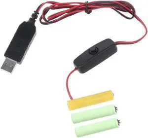 USB Power Supply 4.5V AAA  Eliminator Switch for LED Light Lamp Clock Toy