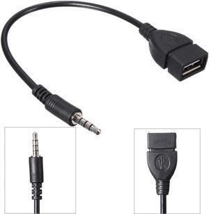 Car MP3 Player Converter 3.5 mm Male AUX Audio Jack Plug To USB 2.0 Female Converter Cable Cord Adapte